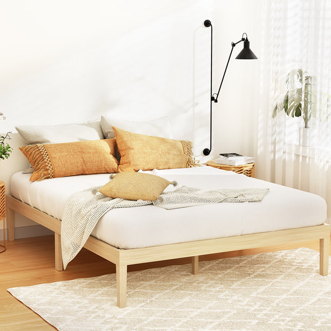 Artiss Bed Frame Double Size Wooden Base Mattress Platform Timber Pine BRUNO.