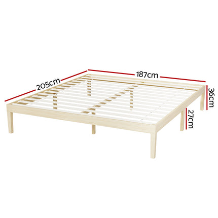 Artiss Bed Frame King Size Wooden Base Mattress Platform Timber Pine BRUNO.