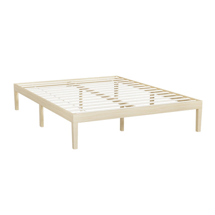 Artiss Bed Frame Queen Size Wooden Base Mattress Platform Timber Pine BRUNO.