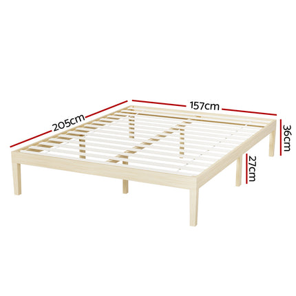 Artiss Bed Frame Queen Size Wooden Base Mattress Platform Timber Pine BRUNO.
