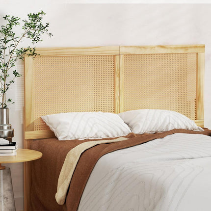 Artiss Bed Frame Queen Size with Rattan Headboard Wooden Bed Base BRUNO.
