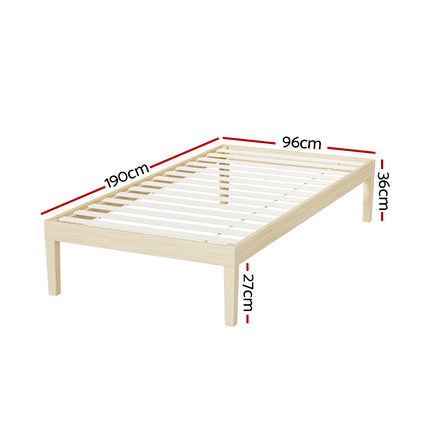 Artiss Bed Frame Single Size Wooden Base Mattress Platform Timber Pine BRUNO.