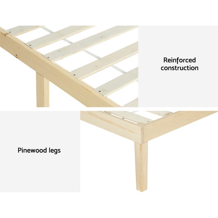 Artiss Bed Frame Single Size Wooden Base Mattress Platform Timber Pine BRUNO.
