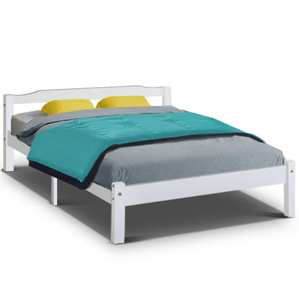 Artiss Bed Frame Double Size Wooden White LEXI.