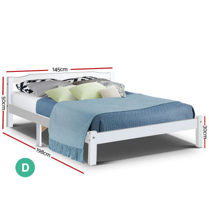 Artiss Bed Frame Double Size Wooden White LEXI.