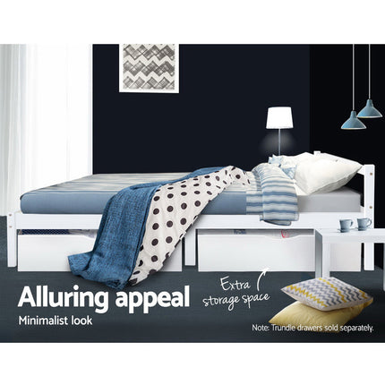 Artiss Bed Frame Double Size Wooden White LEXI.