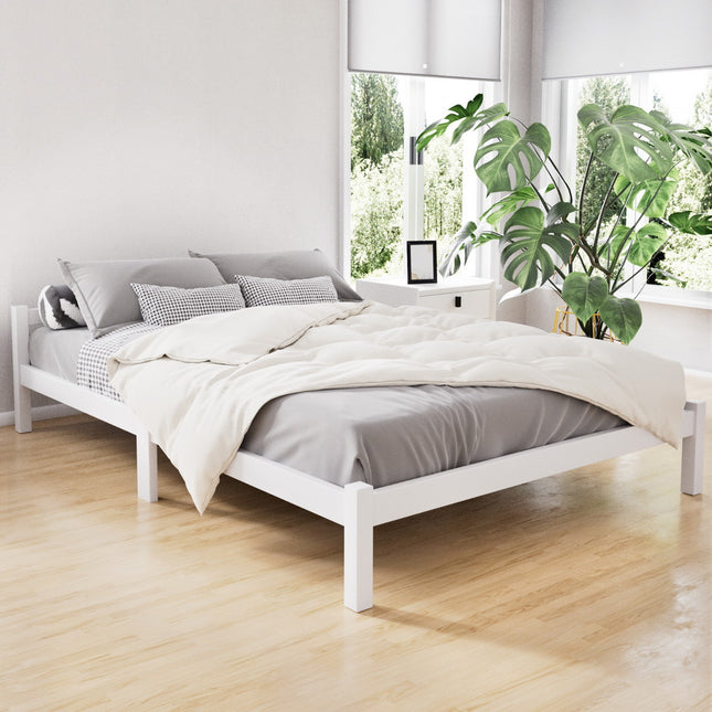 Artiss Bed Frame Double Size Wooden White LEXI.