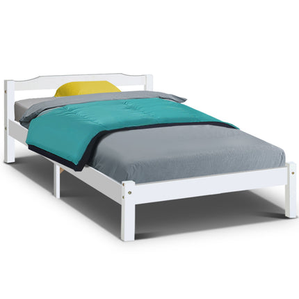 Artiss Bed Frame King Single Size Wooden White LEXI.