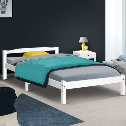 Artiss Bed Frame King Single Size Wooden White LEXI.