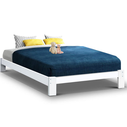 Artiss Bed Frame Double Size Wooden White JADE.