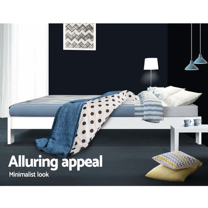 Artiss Bed Frame Double Size Wooden White JADE.