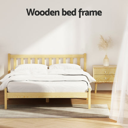 Artiss Bed Frame Double Size Wooden Oak SOFIE.