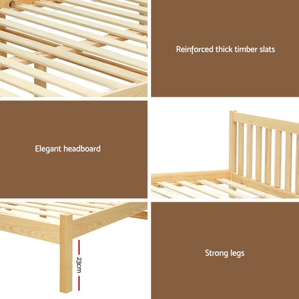 Artiss Bed Frame Double Size Wooden Oak SOFIE.