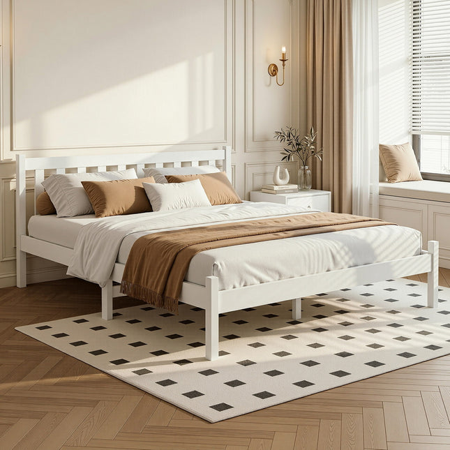 Artiss Bed Frame Double Size Wooden White SOFIE.