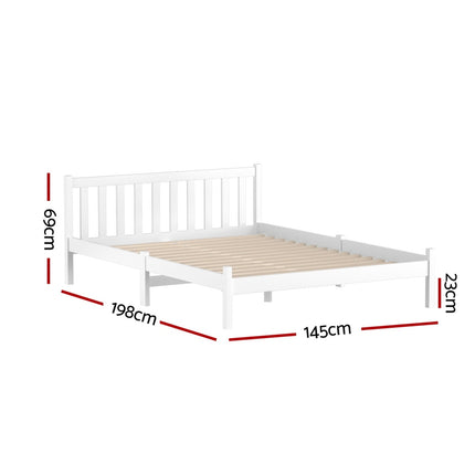 Artiss Bed Frame Double Size Wooden White SOFIE.