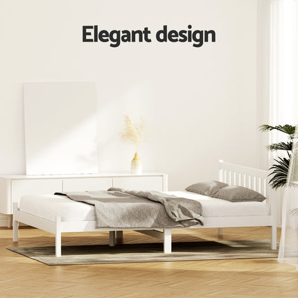Artiss Bed Frame Double Size Wooden White SOFIE.