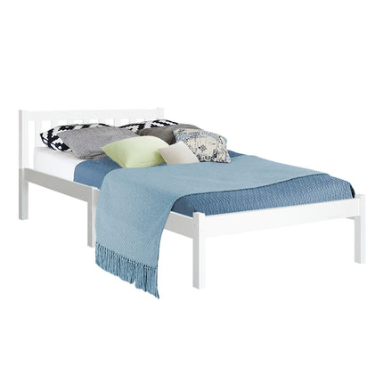 Artiss Bed Frame King Single Size Wooden White SOFIE.