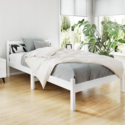 Artiss Bed Frame King Single Size Wooden White SOFIE.