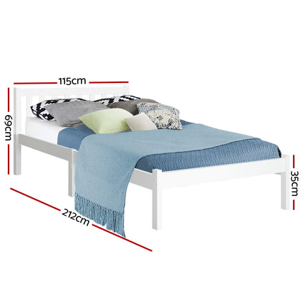 Artiss Bed Frame King Single Size Wooden White SOFIE.
