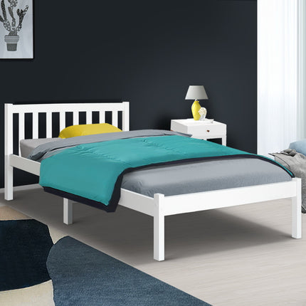 Artiss Bed Frame King Single Size Wooden White SOFIE.