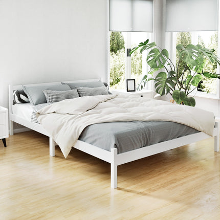 Artiss Bed Frame Queen Size Wooden White SOFIE.