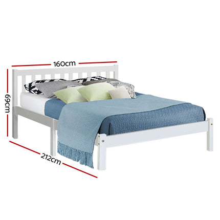Artiss Bed Frame Queen Size Wooden White SOFIE.