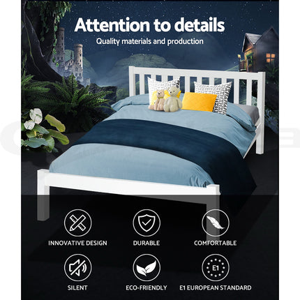 Artiss Bed Frame Queen Size Wooden White SOFIE.
