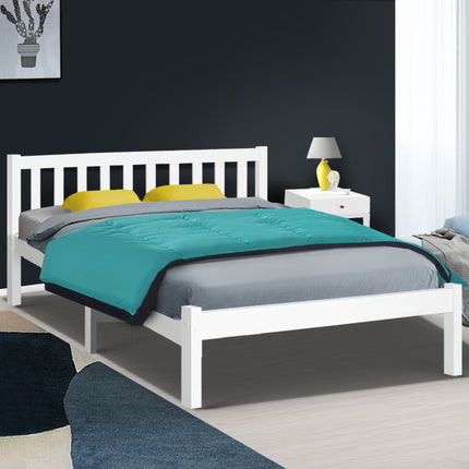 Artiss Bed Frame Queen Size Wooden White SOFIE.