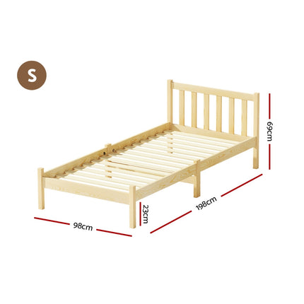 Artiss Bed Frame Single Size Wooden Oak SOFIE.