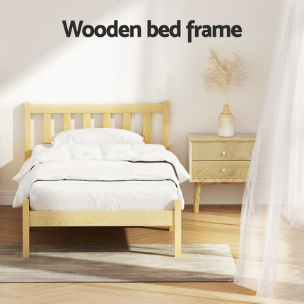 Artiss Bed Frame Single Size Wooden Oak SOFIE.