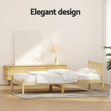 Artiss Bed Frame Single Size Wooden Oak SOFIE.