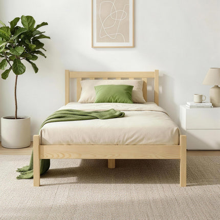 Artiss Bed Frame Single Size Wooden Oak SOFIE.