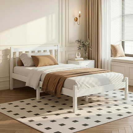 Artiss Bed Frame Single Size Wooden White SOFIE.