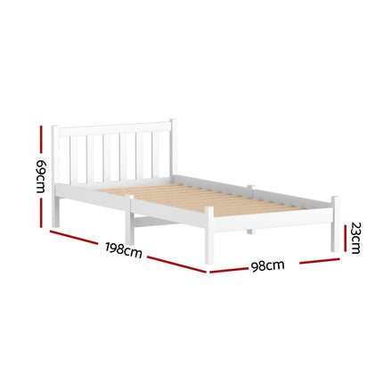 Artiss Bed Frame Single Size Wooden White SOFIE.