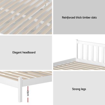 Artiss Bed Frame Single Size Wooden White SOFIE.