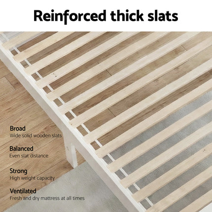 Artiss Bed Frame Double Size Wooden White RIO.