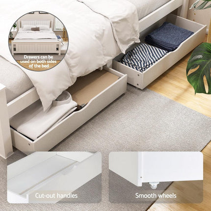 Artiss Bed Frame Queen Size Wooden Platform with 2 Storage Drawers White RIO.