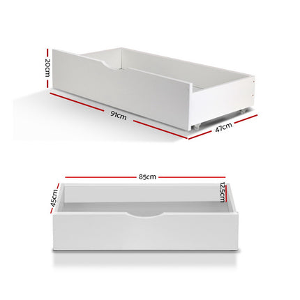 Artiss 2x Bed Frame Storage Drawers Trundle White.