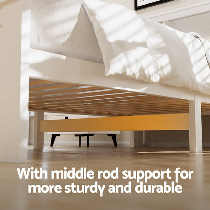 Artiss Bed Frame King Single Size Wooden with 2 Storage Drawers White.