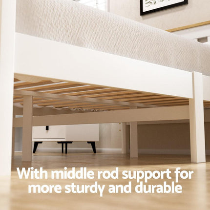 Artiss Bed Frame Single Size Wooden Platform with 2 Storage Drawers White PONY.