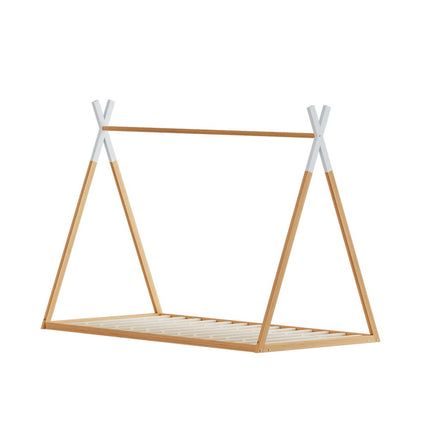 Artiss Bed Frame Wooden Kids House Single Frame Oak ENID.