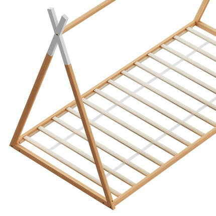 Artiss Bed Frame Wooden Kids House Single Frame Oak ENID.