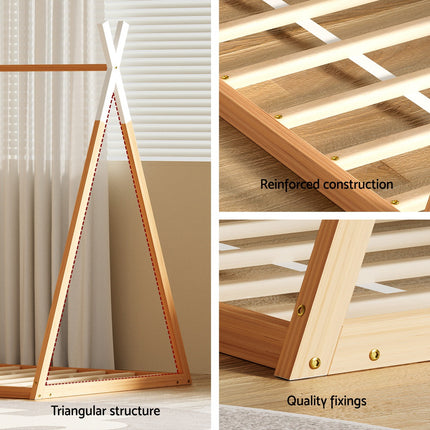 Artiss Bed Frame Wooden Kids House Single Frame Oak ENID.