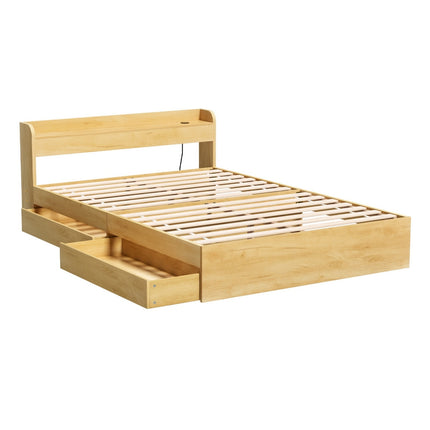 Artiss Bed Frame Double Size with Charging Ports and 2 Drawers AURA.