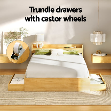 Artiss Bed Frame Double Size with Charging Ports and 2 Drawers AURA.