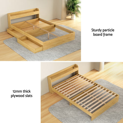 Artiss Bed Frame Double Size with Charging Ports and 2 Drawers AURA.