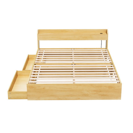 Artiss Bed Frame Queen Size with Charging Ports and 2 Drawers AURA.