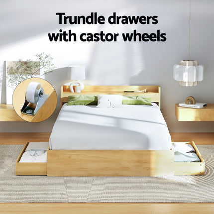 Artiss Bed Frame Queen Size with Charging Ports and 2 Drawers AURA.