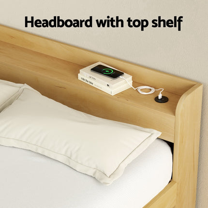 Artiss Bed Frame Queen Size with Charging Ports and 2 Drawers AURA.