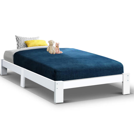 Artiss Bed Frame King Single Size Wooden White JADE.